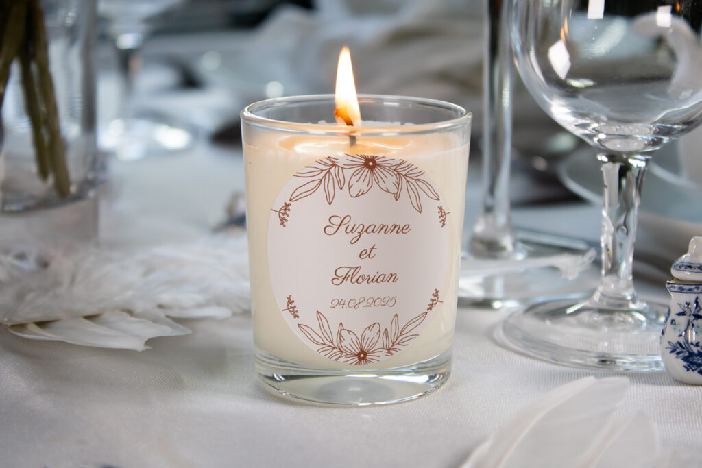 Bougie personnalisable mariage